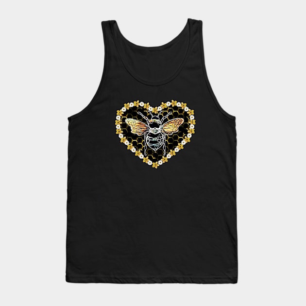 Sweet, heart, Bee and Flowers, Save the bees, Honey, Hive, Watercolour Tank Top by Collagedream